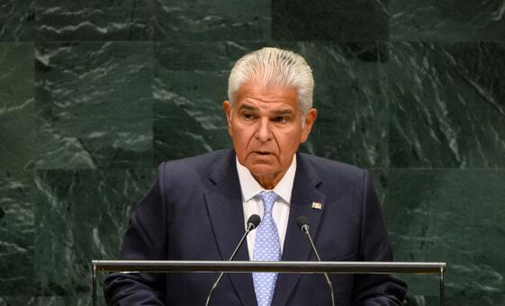 El presidente de Panamá, José Raúl Mulino Quintero, interviene en el debate general del 81.º período de sesiones de la Asamblea General de las ONU .
